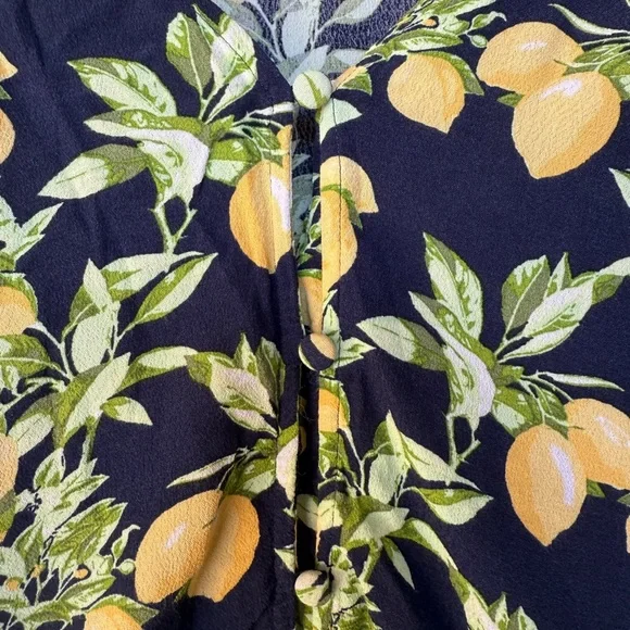 LOFT Lemon Pattern Blouse - Navy and Yellow - Picture 6 of 6